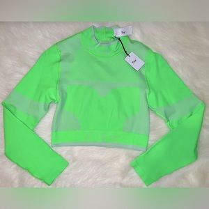 TNA Aritzia Ventura Seamless Longsleeve Crop Top Neon Paradise M/L
